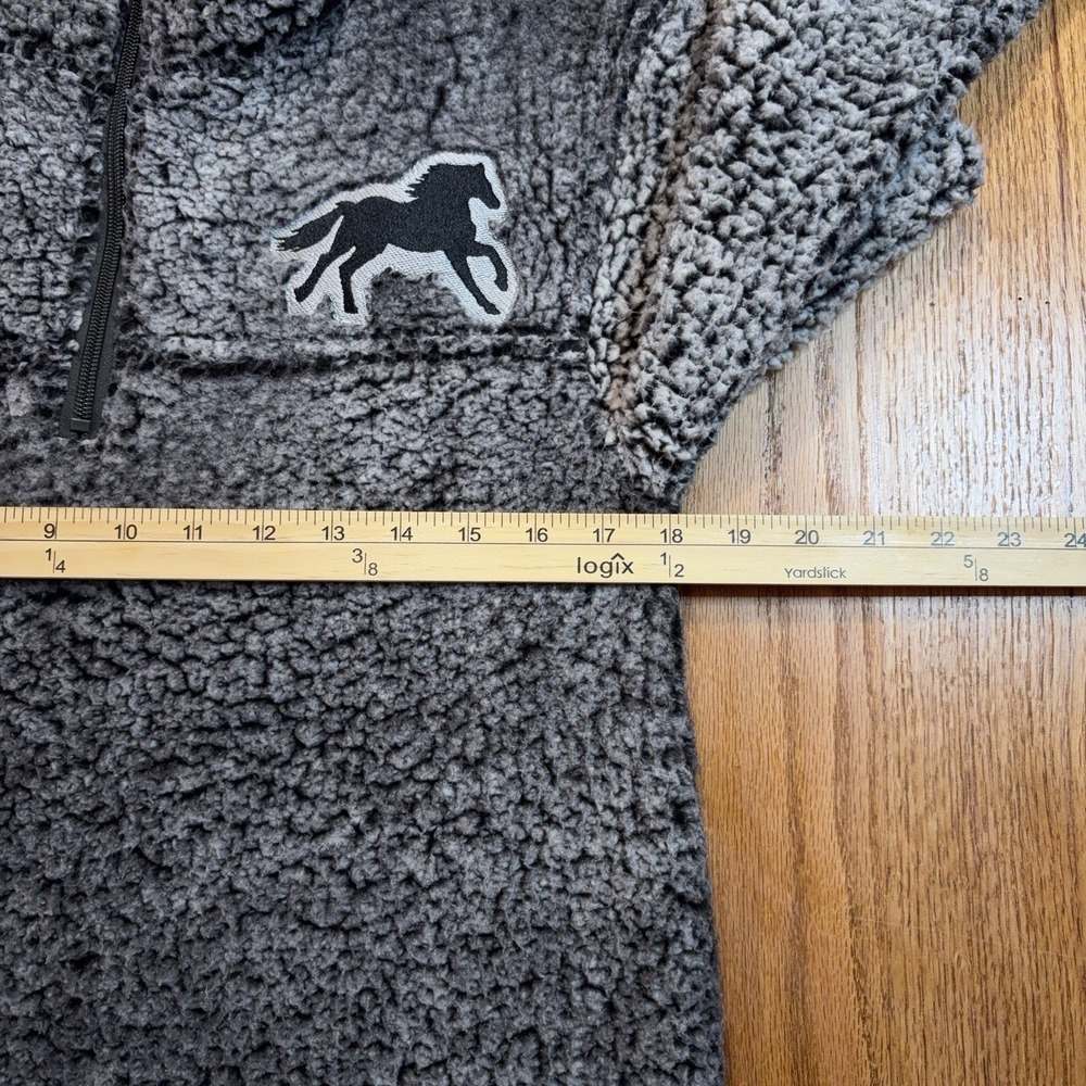 Back In The Saddle Pullover Sherpa Jacket Womens Small Long Sleeve 1/4 Zip Horse - Picture 3 of 6